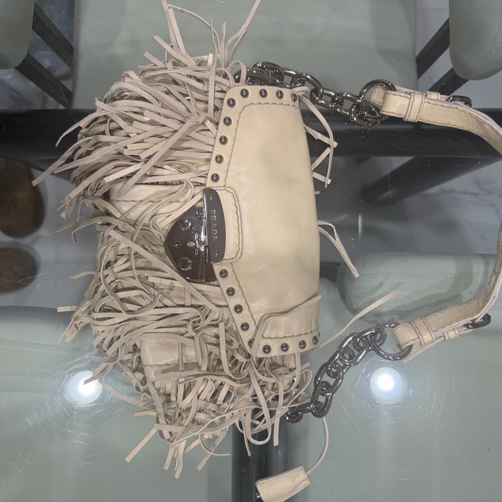 Prada Beige Fringe Shoulder Bag